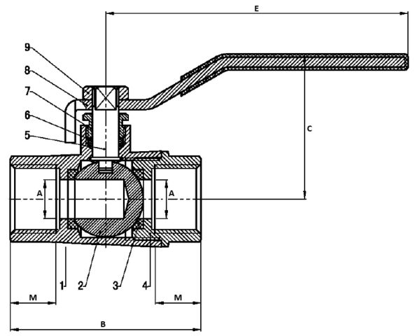 VÁLVULA ESFERA 3 VIAS FÊMEA - INDUSTRIAL